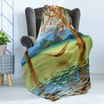 thumbnail image 4 of Beach Soft Flannel Fleece Blanket, Image of Hammock Hanging Between Trees in the Tropical Lake Paradise Lands Art Work, Cozy Plush for Indoor and Outdoor Use, 50" x 70", Multicolor, by Ambesonne, 4 of 5