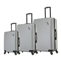 DUKAP Discovery 3-Piece Hardside Luggage Sets with Spinner Wheels, Handle and Trolley, (20"/24"/28"), Silver