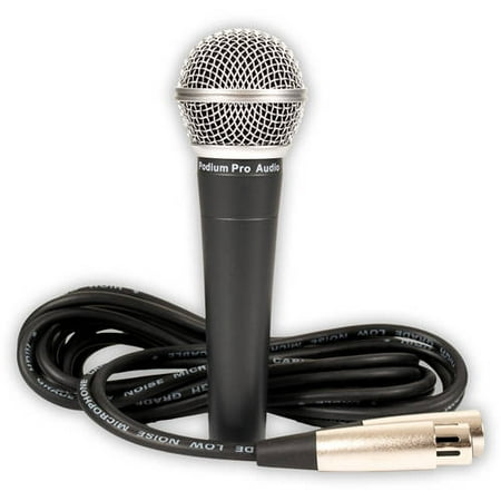 Podium Pro PP58 Dynamic Microphone with Cable Mic for PA, DJ, Karaoke, Studio, Band