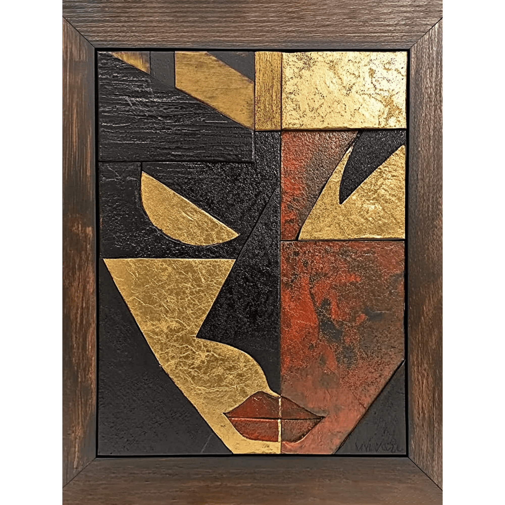 Abstract Geometric Face Decorative Painting/Canvas Art, Suitable for Living Room, Bedroom, Office, Dining Room, Hallway, Study, Entryway, Kitchen, Bar, Gallery.