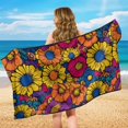 thumbnail image 7 of FOR U DESIGNS Hippie Floral Print Car Seat Cover Universal Front Seats Protector, Running Towel for Gym Workout, Swimming, Beach and Hiking, Front Seat Covers for Trucks SUV Van Sedan, 2 Pack, 7 of 7