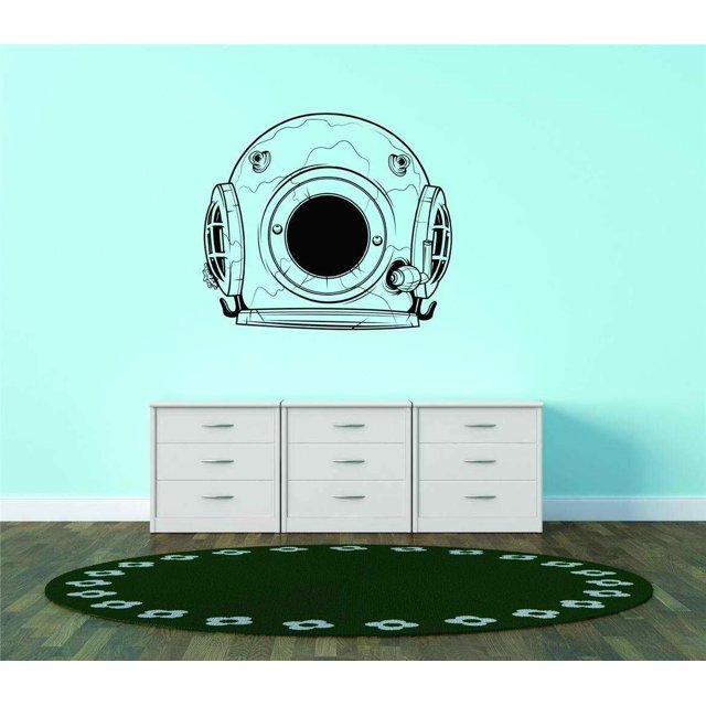 Design With Vinyl Artwork Deep Sea Diver Diving Helmet Wall Decal for