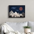 thumbnail image 3 of PixonSign Framed Wall Art Print Mountains and Forest Under Red Moon Nature Wilderness Woodblock Modern Art Landscape Relax/Calm Multicolor Warm for Living Room, Bedroom, Office - 12"x16" BLACK, 3 of 6