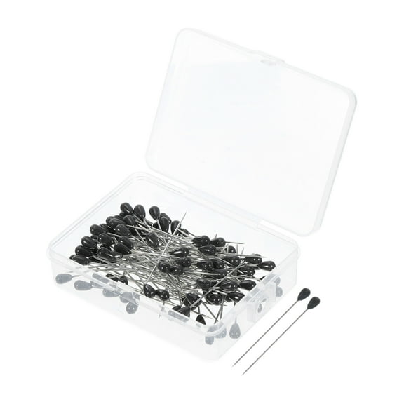 Uxcell Teardrop Pearl Head Pins, Corsage Pins 1.8" Sewing Straight Pin, Black, 100Pack