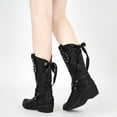 thumbnail image 6 of Ecetana Cowboy Boots for Women Western Booties Comfort Riding Rivet Mid Calf Boots, 6 of 7