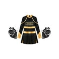 thumbnail image 3 of iiniim Kids Girls Rhinestones Long Sleeve Cheerleading Dress with Pom Pom Cheer Leader Dancewear Black&Gold 14, 3 of 7