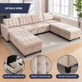 thumbnail image 4 of ZAFLY Ensemble de Canapé en Forme de U/L avec Ottomane de Rangement, Sofa Sectionnel Modulaire pour Salon, Beige, 4 of 5