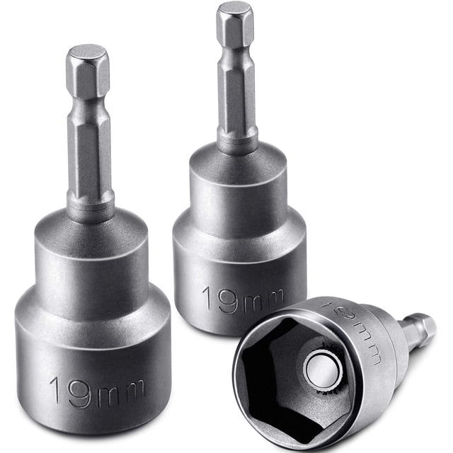 3 Pieces RV Leveling Scissor Jack Socket Drill Adapter Work with 1/4 Inch Hex Shank Tools Compatible 3/4 or 19mm Drive Jacks -