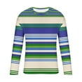 thumbnail image 5 of KeShDi Dress Shirts for Men Oversized Tshirts for Men Men Fashion Casual Striped Print Sports Long Sleeves Round-Neck Blouses Shirts Blue L, 5 of 5