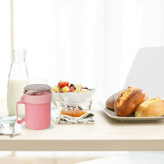 500m Plastic Portable Soup Cup With Lid Lunch Box Food Container Breakfast Cup Food Jar Milk Soup Cup With Spoon Leakproof Bento Box