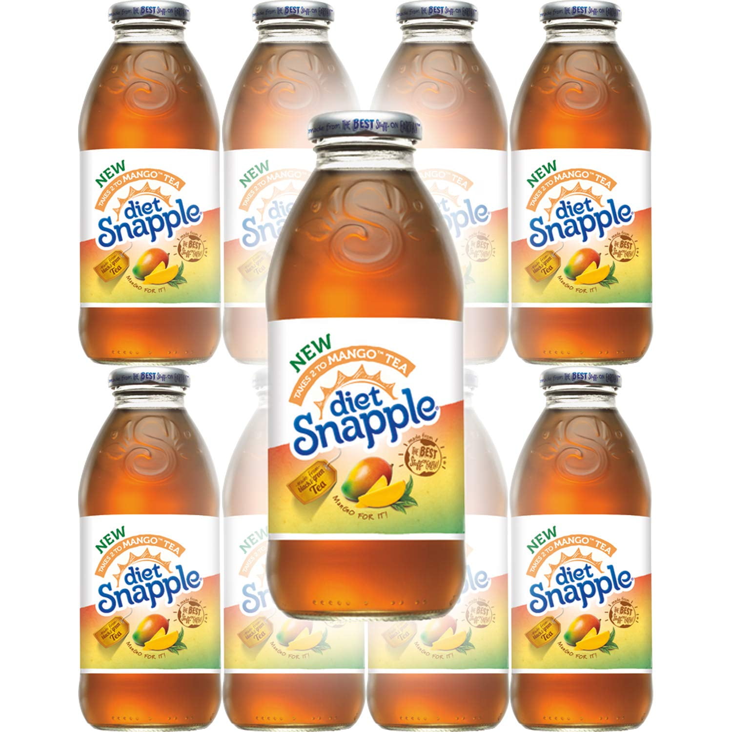 Snapple All Natural Pure Leaf Diet Mango Iced Tea, 16oz Bottle (Pack of