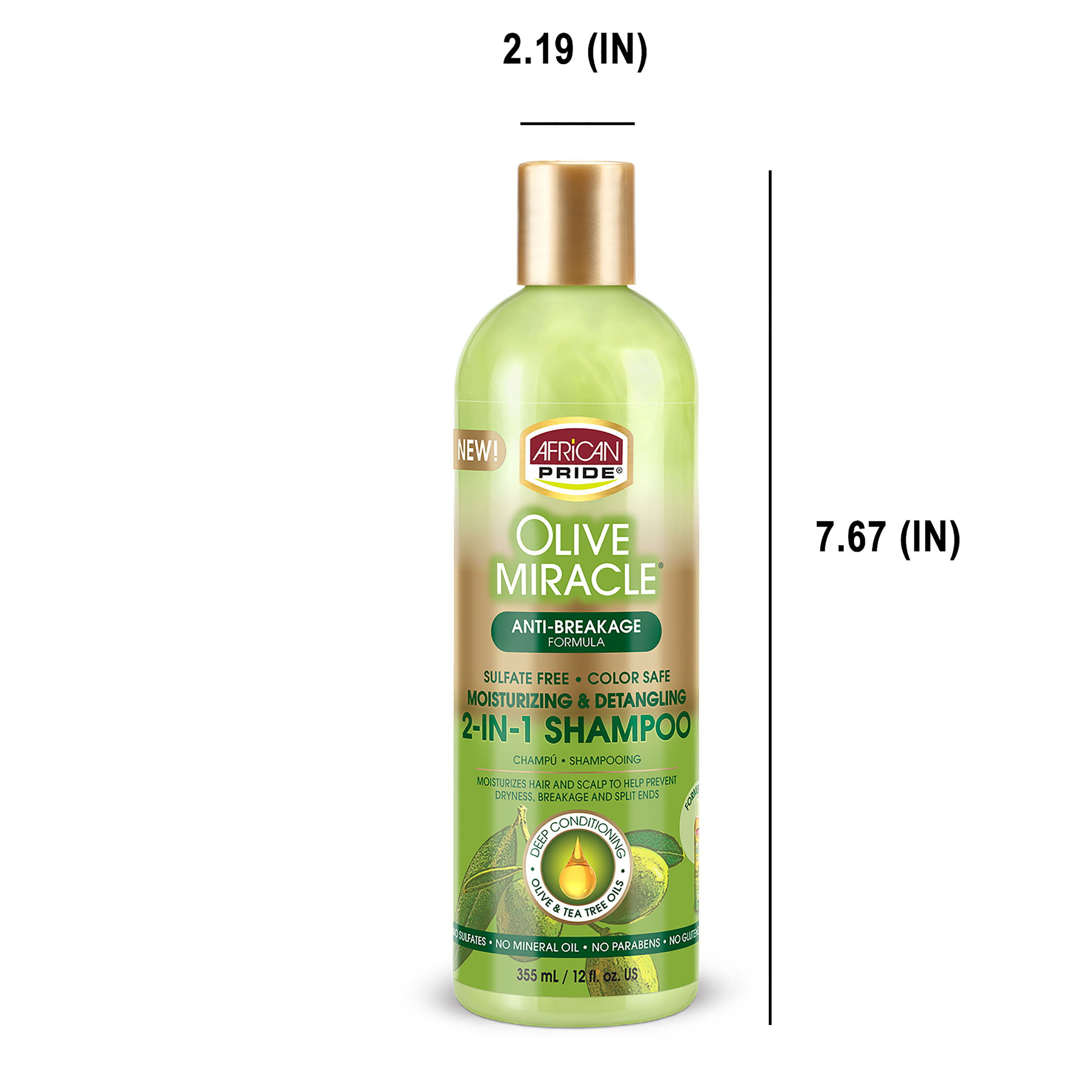 African Pride Olive Miracle Detangling Moisturizing Anti-Breakage Formula 2-in-1 Shampoo Plus Conditioner, 12 fl oz - image 5 of 7