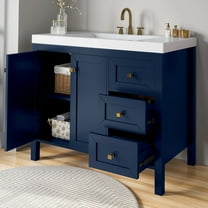 Uforic 42'' Modern Bathroom Vanity with Sink Combo, Freestanding Bathroom Storage Cabinet with Drawers & Doors, Blue