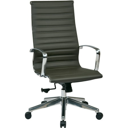OSP Furniture High Back Grey Eco Leather Chair, Grey