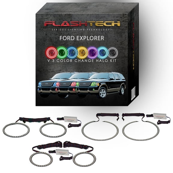 Flashtech RGB Color Changing LED Halo kit for 02-05 Ford Explorer Headlight & Fog Lights