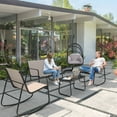thumbnail image 3 of DWVO 4-Piece Outdoor Patio Bistro Furniture Set, Rocking Chair Set - 2 Rocking Chairs, Loveseat chair with Glass Coffee Table - Brown, 3 of 8