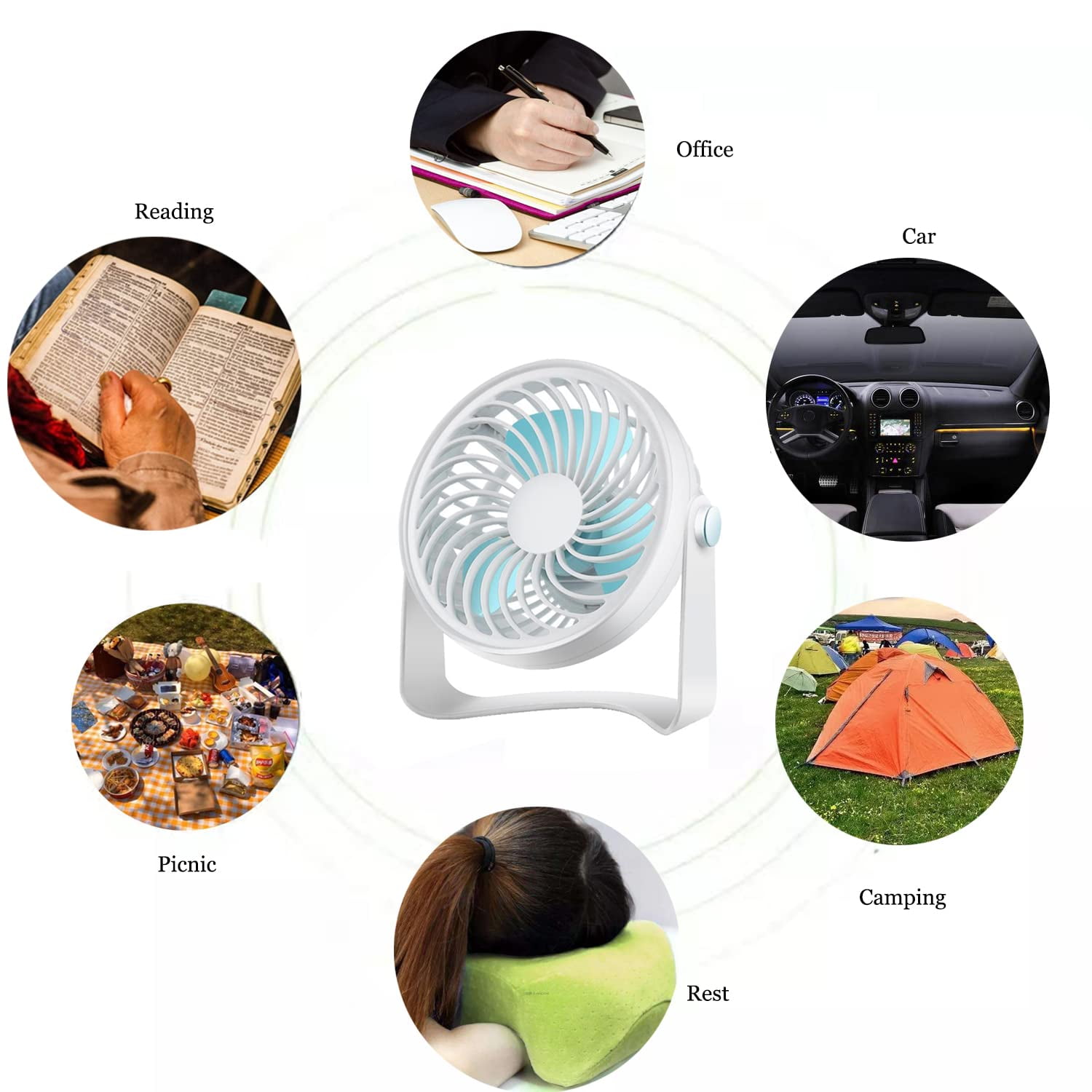 Kiven USB Desk Fan Small Table Fan with Remote Control,Quiet Operation Portable Fan 360°Adjustable?Strong Airflow Mini Personal Fan for Home Office Bedroom and Desktop Car Outdoor Travel
