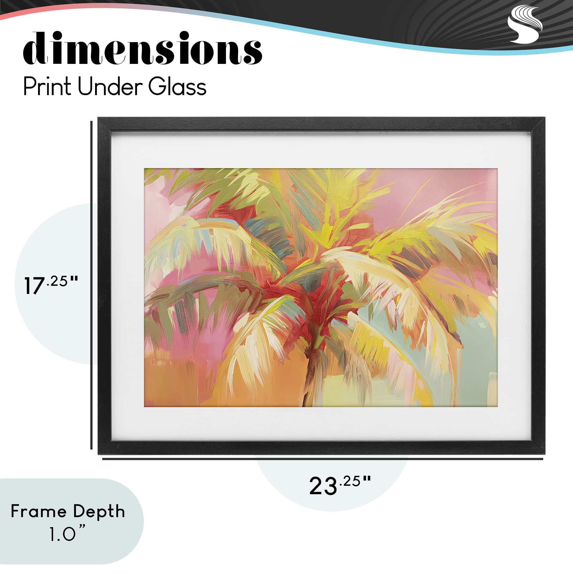 Stupell Industries Warm Palm Leaf Impressions Black Framed Print Under Glass, design by Jacky Ngan