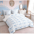 thumbnail image 3 of Erosebridal Blue White Bow Bedding Set Cute Bowknot Twin Comforter Set 7 Piece,Watercolor Ribbon Bow Tie Bed In A Bag Geometric Girls Bow Bed Set, 3 of 8