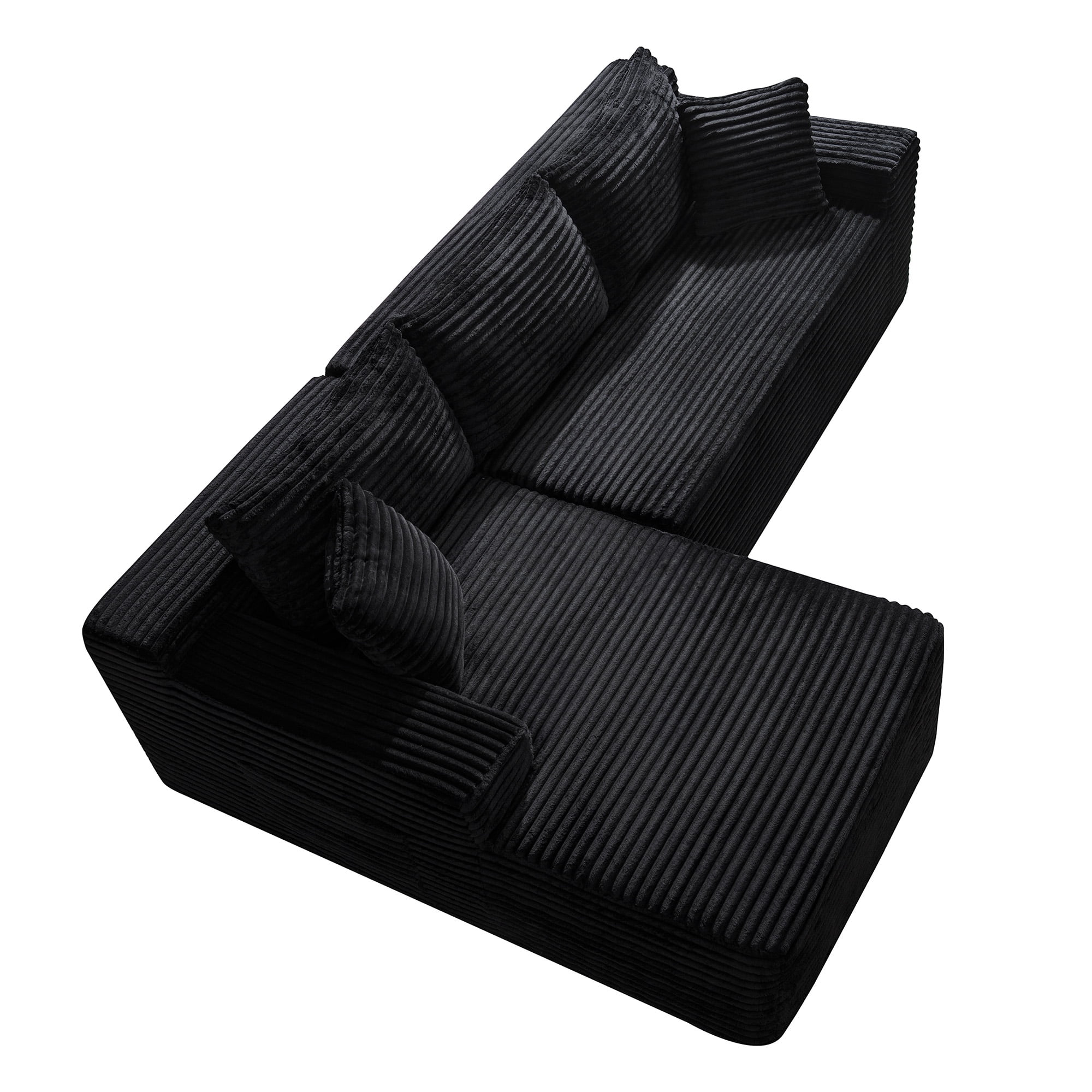 94.5 Inch Cloud Modular Sectional Sofa Couch with L-Shape Chaise, Deep Seat Corner Couch for Living Room No Assembly Needed, Reversible Chaise Lounge, Black