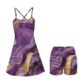 thumbnail image 5 of Yuyamidu Purple Marble Print Women's Tennis Mini Dresses Summer Sleeveless Dresses Built in Shorts with Pocket Slim Fit Golf Athletic Dress Size XS Two Piece Active Dress for Biking/Hiking, 5 of 7