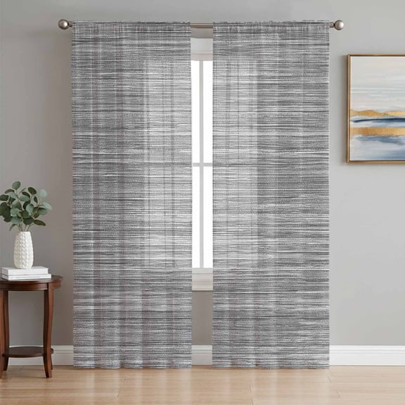 Vintage Gray Sheer Curtains 96 Inch Length 2 Panels Set Window Treatments, Country Farmhouse Abstract Minimalist Art Rod Pocket Semi Curtains for Living Room/Bedroom/Kitchen Décor, 104"W x 96"L