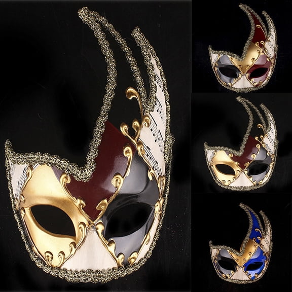 Black Couple Masquerade Masks Set Men's Masquerade Mask Plastic Venetian Half Face Mask for Mascarade Ball Mardi Gras Halloween Party One Size