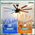 thumbnail image 3 of Sofucor 52 Inch Low Profile Ceiling Fan with Light Bulb Replaceable and Remote Control, 8 Blade Ceiling Fan with 3 Downrod, Max Airflow 7000 CFM, 3 of 10