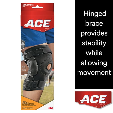 ACE Brand Hinged Knee Brace, Adjustable, Black, (Best Hinged Knee Brace For Acl Tear)