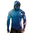 thumbnail image 3 of Men's Patriotic American Flag Fishing Hoodie with Built-in Face Mask and Thumbhole Cuffs Featuring UPF 50+ Sun Protection Long Sleeve Shirt for 4th of July Memorial Day Blue L, 3 of 9