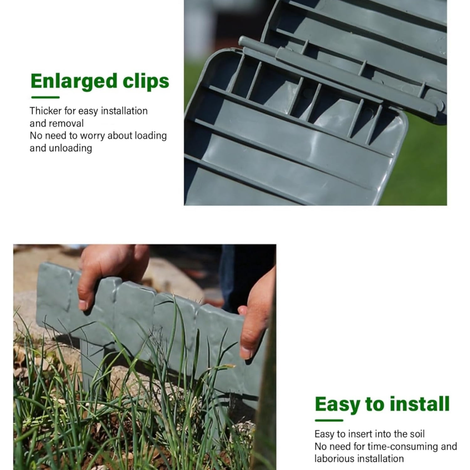 10 Pcs Landscape Edging Border Garden Edging Border Imitation Stone Form Design Plastic Lawn Edging Fencing No Dig Yard Edging Border for DIY Yard Landscaping Flower Bed and Grass,Gray,Topboutique