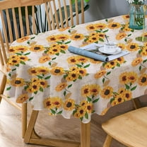 Sunflower Oval Tablecloth Yellow Floral Tablecloth, Indoor/Outdoor Waterproof Fabric Wrinkle Free Durable Oval Tablecloth for Oval Tables 60 X 84 Inch