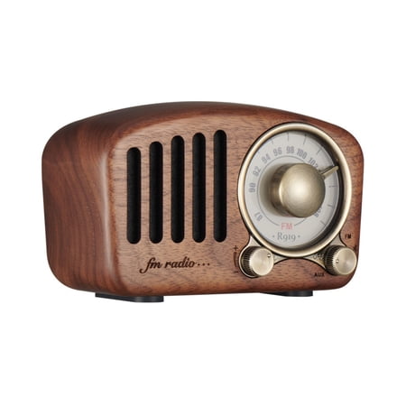 Radio Retro Bluetooth Speaker- Greadio Walnut Wooden FM Radio with Old Fashioned Classic Style, Strong Bass Enhancement, Bluetooth 5.0 Wireless Connection, TF Card & MP3 Player
