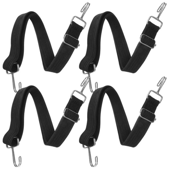 RENACLIPY Heavy Duty Adjustable Bungee Cords with Hooks, Outdoor Nylon Straps, Black, 4 Pieces for Secure Tie Downs