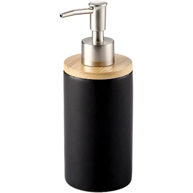 Dispensador de jabón cerámico de 400ml, estilo nórdico, dispensador de jabón líquido Ideal para cocina y baño negro, botella, 1 paquete