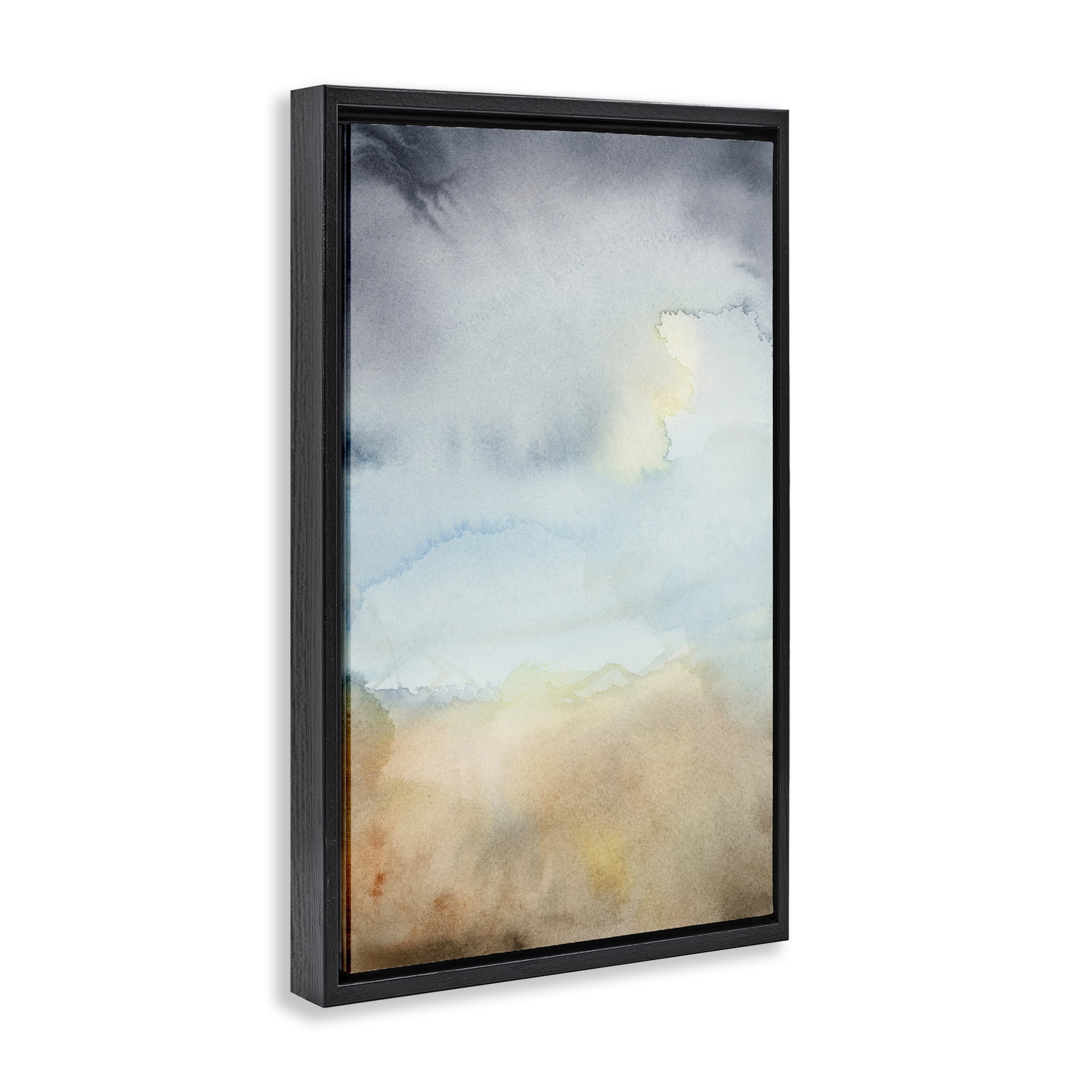 Stupell Industries Soft Fluid Landscape Abstract Painting Black Floater Framed Canvas Art Print Wall Art, 17 x 25