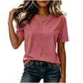 thumbnail image 6 of Admvng Women's Striped T-Shirt Crew Neck Short Sleeve Casual Solid Basic Tee Tops, 6 of 7