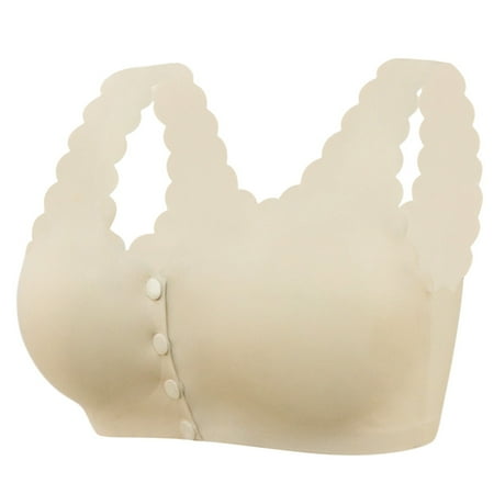 

wendunide bras for women Women s Adjustable Sports Front Closure Extra-Elastic Breathable Lace Trim Bra Yoga Bra Beige L