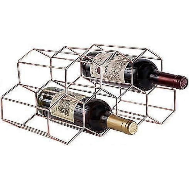 Wine Rack-7 Bottle Holder for Wine Storage, Freestanding Wine Rack for Wine Cellar Bar Cabinet,Stand Wine Rack Rose Gold