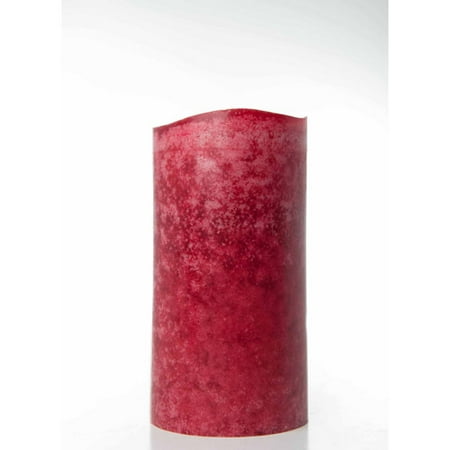 The Amazing Flameless Candle Wax Pillar, Mottled Cranberry, Bayberry Scent, 10mm LED, Timer and Remote Ready