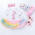 thumbnail image 5 of JAJAHO Birthday Girl Outfit Toddler Baby Girls Clothes Short Sleeve Romper Bodysuits With Tutu Skirts Headband Cute Celebration 3 Piece Comfortable Outfit, 5 of 5