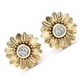 thumbnail image 4 of 1 par de Pendientes con forma de flor Nikou dorados de diamantes de imitación para mujer y niña 1 x 1 cm, 4 of 13