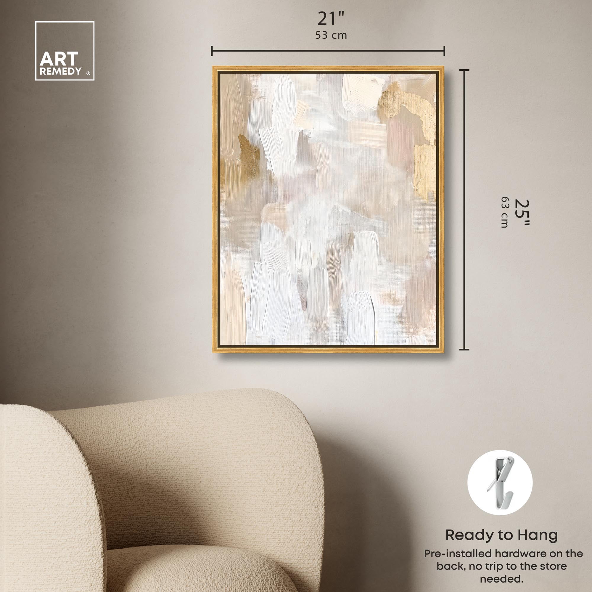 Beige and Cream II Canvas Muted Elegant Art by Art Remedy, Gold Frame, 20 x 24