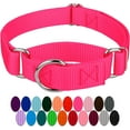 thumbnail image 1 of LAICAIW-Hot Pink Martingale Heavy Duty Nylon Dog Collar-21 Vibrant Color Options (1 Inch Width, Extra Large), 1 of 7