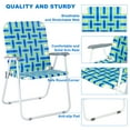 thumbnail image 2 of Ktaxon 1Pc Oversize Patio Lawn Folding Chair, Outdoor Webbed Portable Seating, Lightweight Steel Beach Dining Chair for Outdoor Yard, Garden (Blue, Oversized), 2 of 8