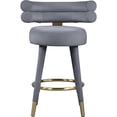 thumbnail image 4 of Meridian Furniture Fitzroy Gray Velvet Counter Stool (Set of 2), 4 of 6