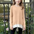 thumbnail image 2 of fatyb Girls Tops Lace Hem Long Sleeve Tunic Tops Kids Girls Crewneck Casual Loose Tee Blouses 4-15 Years, 2 of 7