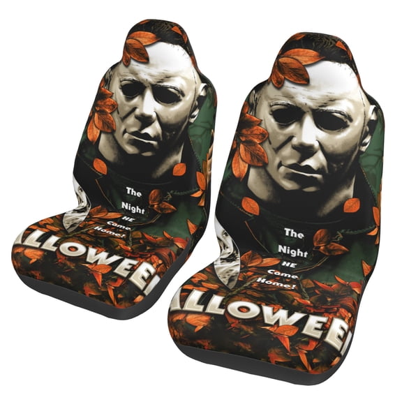 Michael Myers Car Seat Covers Set 2Pcs, Front Seat Covers for Car Truck Sedan SUV Auto, Universal Fit Vehicle Enterior Bucket Seat Protector Car Accessories