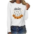 thumbnail image 5 of Drses‌‌ ‌‌‌Women's Halloween Graphic Tee - Ghost & Pumpkin Print Comfort Crewneck Long Sleeve Casual Pullover‌ Shirt‌, 5 of 7
