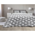 thumbnail image 1 of Grey and White Comforter & Sham Bedding Set, Abstract Pattern with Flowers Forming a Contemporary Grid, 3 pcs Duvet Set Microfiber Filling Quilt, 5 Sizes, Charcoal Grey with White, by Ambesonne, 1 of 4